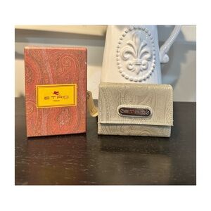 ETRO Milano Paisley Card Holder Wallet w/ Original Box – Beige Jacquard